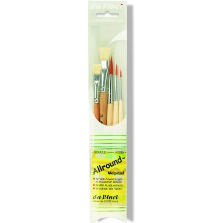 DA VINCI Pinselset 5 Pinsel (2 Borsten - 8,12 + 3 Haarpinsel - 2,4,8)