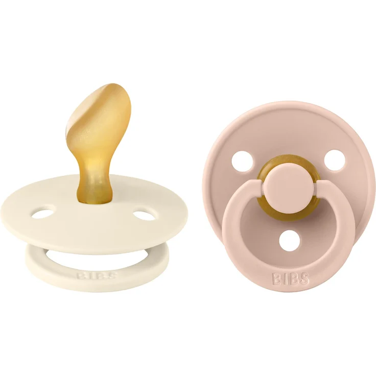 BIBS Colour Schnuller 2er-Pack, BPA-frei Schnuller, Kiefergerechte Form. Naturkautschuk / Latex, Hergestellt in Dänemark. 6-18 Monate (2er Pack), Ivory / Blush