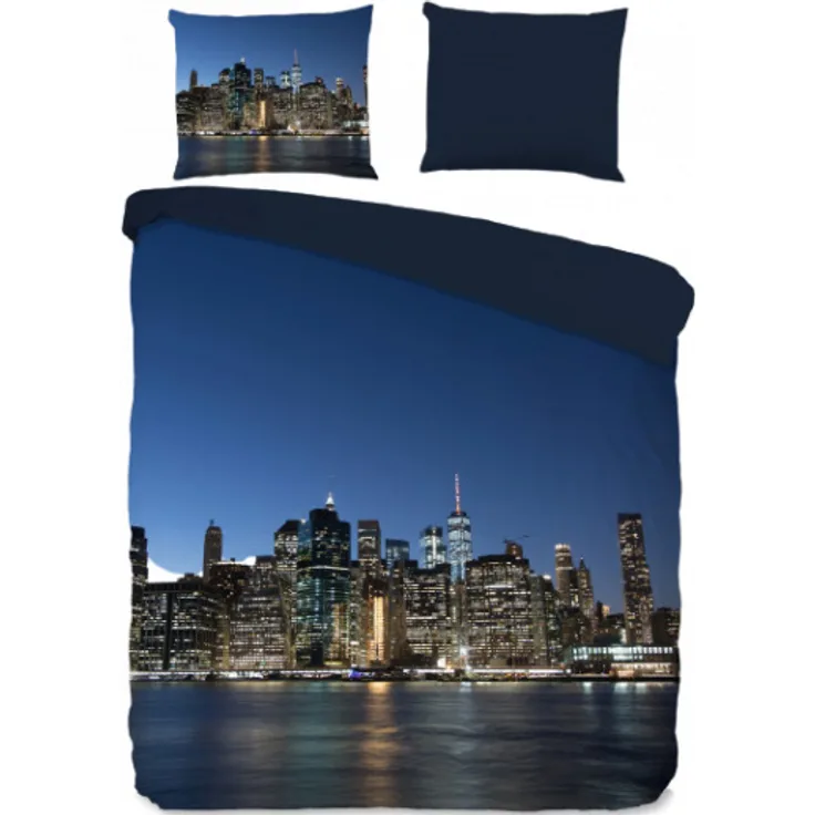 bettbezug NY City 135 x 200 cm Mikrofaser blau