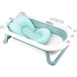 Babify Shower Faltbare Baby-Badewanne mit Badekissen, ultra kompakt, rutschfest, Minzgrün