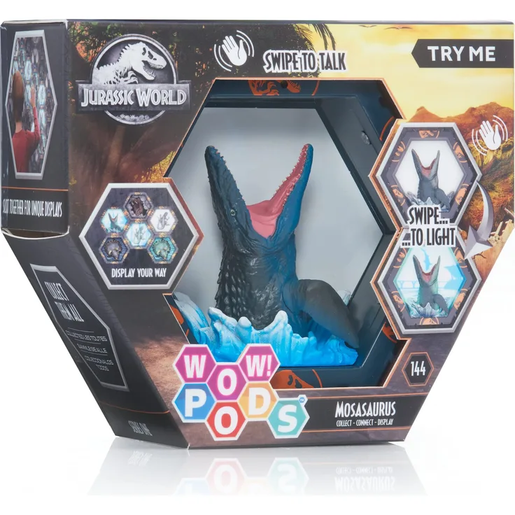 WOW! PODS Jurassic World Camp Cretaceous SFX Mosasaurus |Jurassic World Dinosaurier Leuchtende Wackelfigur mit Sound | Fanartikel für das Gefallene Königreich Jurassic World Spielzeug, Ab 5