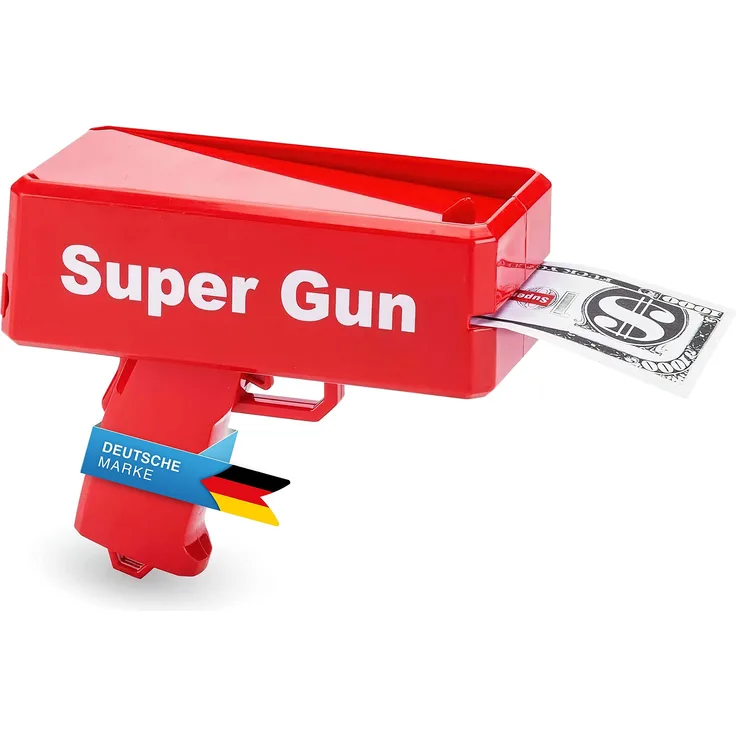 GOODS+GADGETS Super Money Gun Spielzeug Geld Pistole Party Revolver verschießt Fake Dollar Banknoten für Supreme Fun