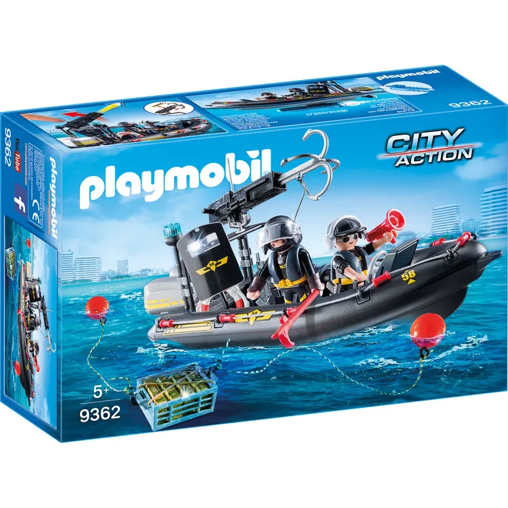 PLAYMOBIL City Action 9362 SEK-Schlauchboot, Schwimmfähig, Ab 5 Jahren