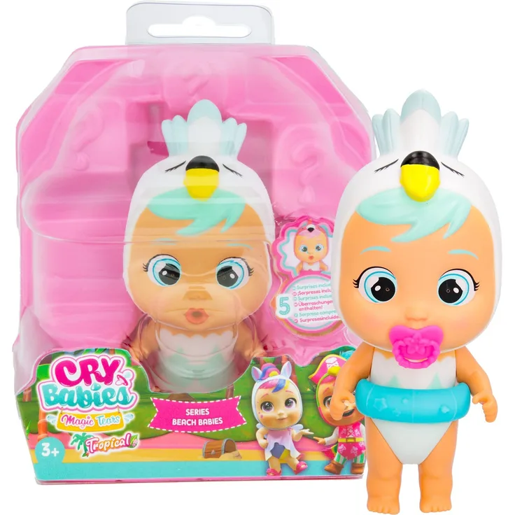 CRY BABIES MAGIC TEARS Tropical Beach Babies Sydney | Puppe zum Sammeln, die echte Tränen weint - mit Badeanzug & 4 Accessoires | Spielzeug und Geschenk für Mädchen und Jungen ab 3 Jahren