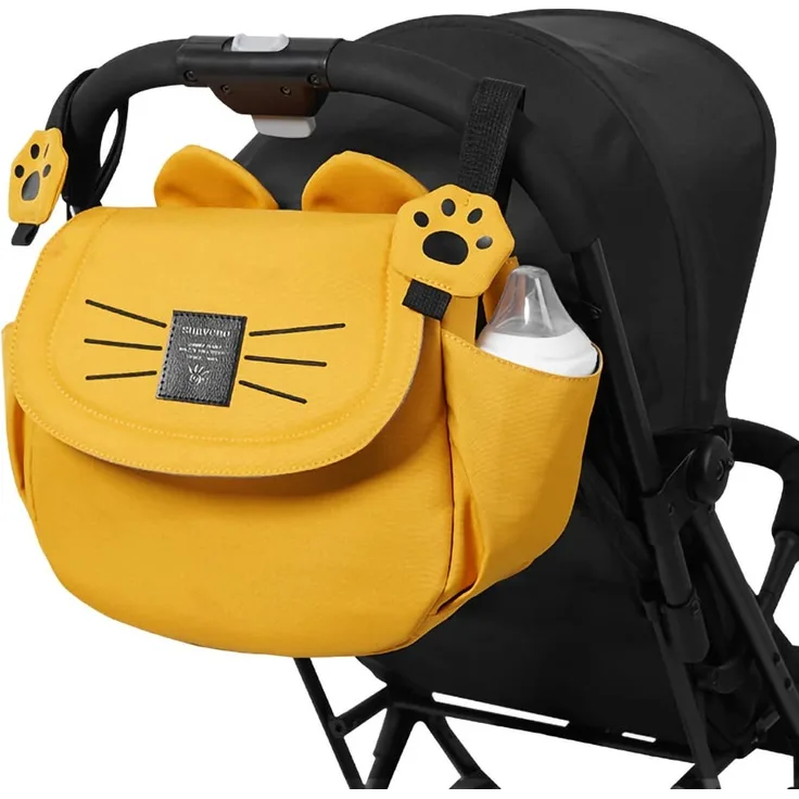 SUNVENO Katze Windel Tasche große Kapazität Mama Reisetasche Mutterschaft Universal Baby Kinderwagen Taschen Organizer (gelb)