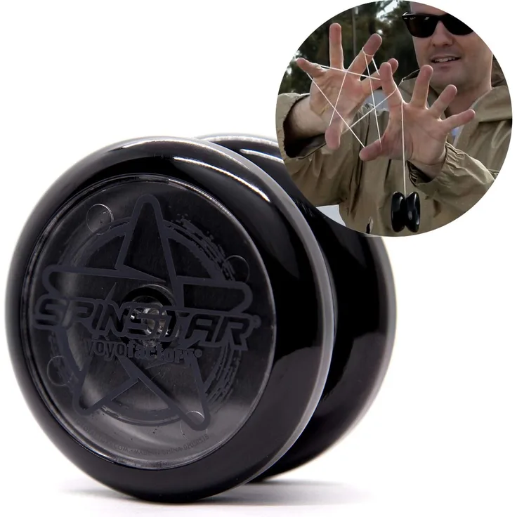 YoyoFactory SPINSTAR Yo-Yo - SCHWARZ (Ideal für Anfänger, Moderne Leistung YoYo, Schnur und Anleitung Enthalten)