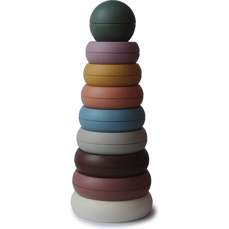 mushie Stapelturm mit Ringe | Stapelringe Turm mit 8 Ringe | Für Babys & Kinder | Hergestellt in Dänemark | BPA FREI (Rustic)