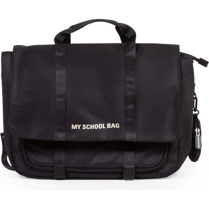 ChildHOME Schulranzen, Kinderrucksack, Schultasche, 2 Fächer, verstellbare Träger, Isoliertasche, Regenhülle, My School Bag, Black Gold