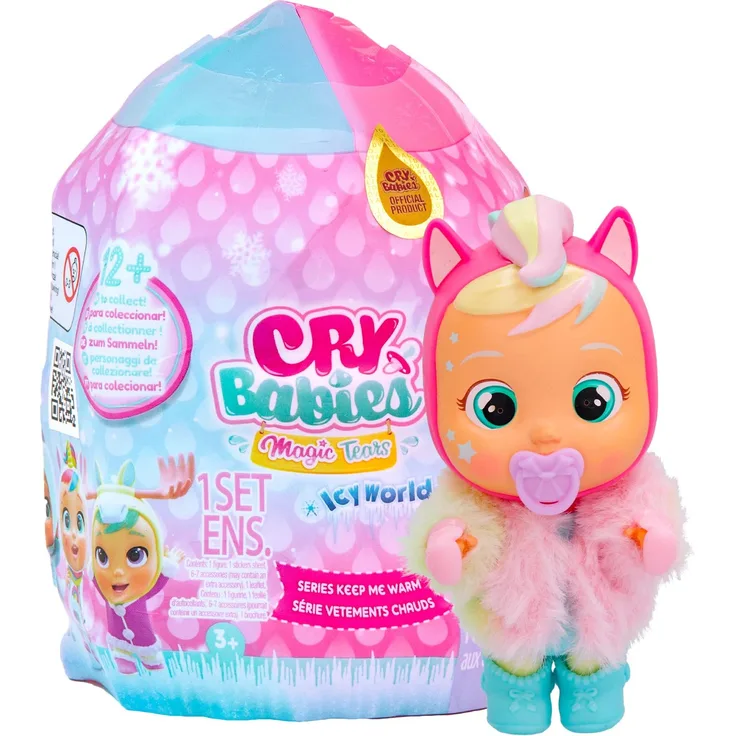 CRY BABIES MAGIC TEARS Icy World Keep Me Warm, Überraschungspuppe zum Sammeln, die weint. Mit 7 Accessoires, Geschenkspielzeug für Kinder +3 Jahre, 1x Stück, zufällige Auswahl