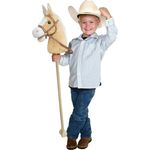 Pink Papaya Steckenpferd, Goldy, süßes Spielzeug Pferd aus Plüsch mit Sound Funktion: Gewieher und Galoppgeräusch - Farbe: beige mit Blonder Mähne