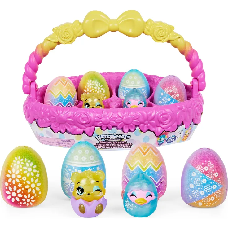 Hatchimals CollEGGtibles Frühlingskorb mit 5 Hatchimals und 3 Haustieren, Ostergeschenk für Kinder ab 5 Jahren
