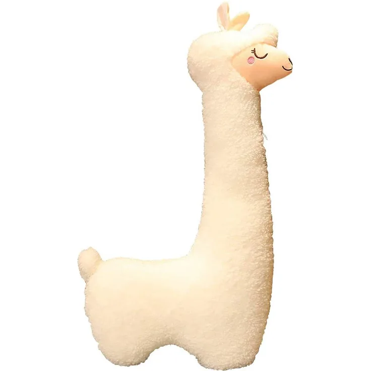 Celawork Alpaka Kuscheltier, Alpaka-Plüschtier mit langem Hals, Weiches Alpaka-Kissen-Stofftier, Long Neck Plüschtier, Nettes Alpaka-Plüschtier, Sofakissen Kissen Cartoon Gefüllte Puppen(Weiß, 75cm)