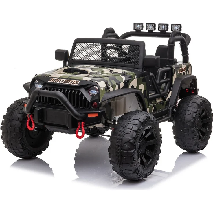 ES Toys 'Elektro Auto Offroad', max. Belastbarkeit ca. 40kg, mit 24V Akku, 2x200W Motoren, Camouflage, 2,4Ghz, Ledersitz, EVA-Bereifung – Bild 3