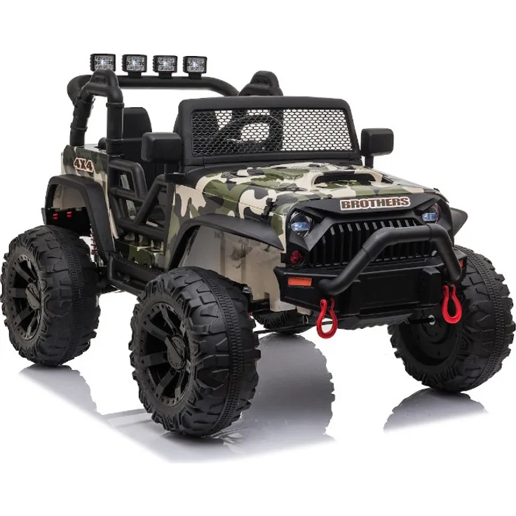ES Toys 'Elektro Auto Offroad', max. Belastbarkeit ca. 40kg, mit 24V Akku, 2x200W Motoren, Camouflage, 2,4Ghz, Ledersitz, EVA-Bereifung