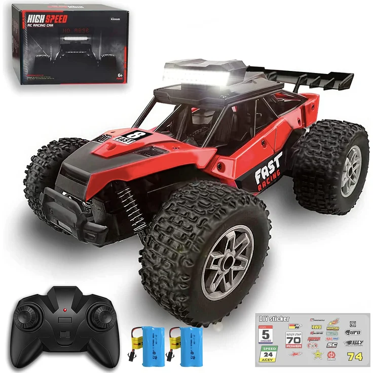 KINSAM Ferngesteuertes Auto,1:20 RC Auto für Kinder ab 6 Jahre,20 km/h Volles Proportional Monstertruck mit 2 AKKU 60min Spielzeit,2. 4Ghz Drift RC Car Kinder Geschenke Auto Ferngesteuert mit LED Licht – Bild 1