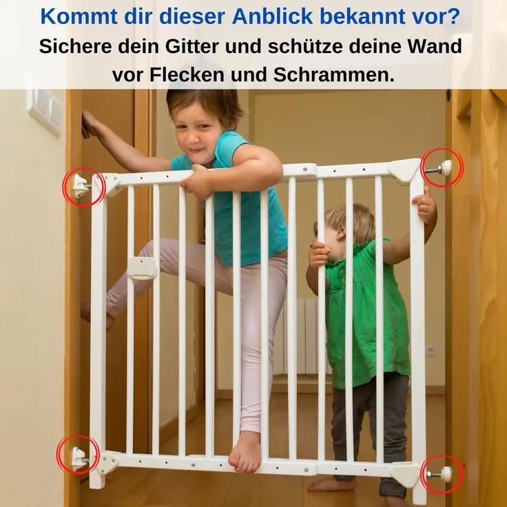 Türgitter Wandschutz Pads, für max. Ø 4. 1 cm Druckschraubenköpfe, 4 Pack für Türschutzgitter, Treppengitter Schutz vor Beschädigungen an Wänden