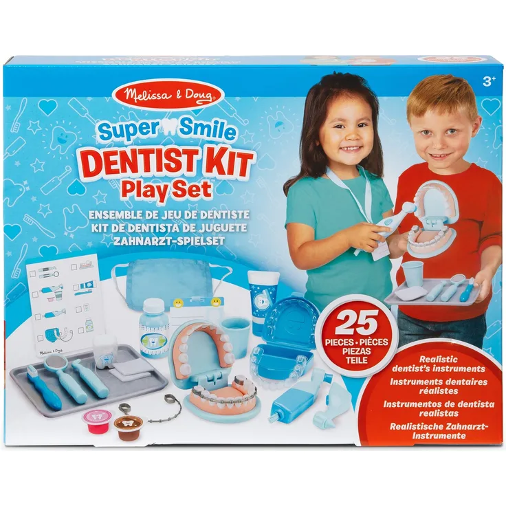 Melissa & Doug Zahnarzt Spielzeug Set für Kinder | Zahnarztspielzeug für Kinder | Lernspielzeug für Jungen ab 3 Jahren | Kinderzahnarzt-Spielset | Montessori Kinderspielzeug ab 3 Jahren