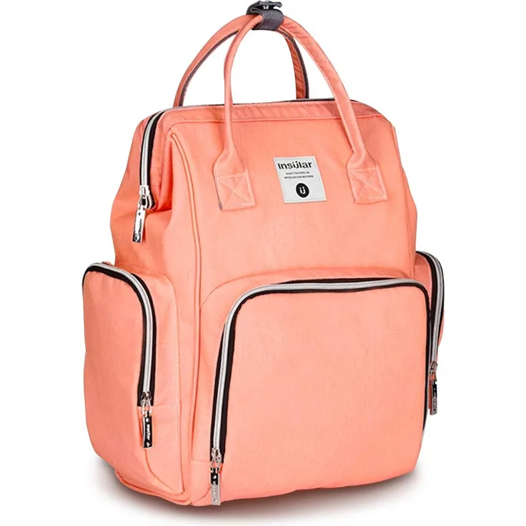 SONARIN Premium Baby Wickelrucksack mit Kinderwagen Strap, Feuchttücher Box, Wickeltasche,Reise-Rucksack-Organizer mit Flasche isoliert Taschen,Wasserdicht, Große Kapazität,Stilvoll(Orange)