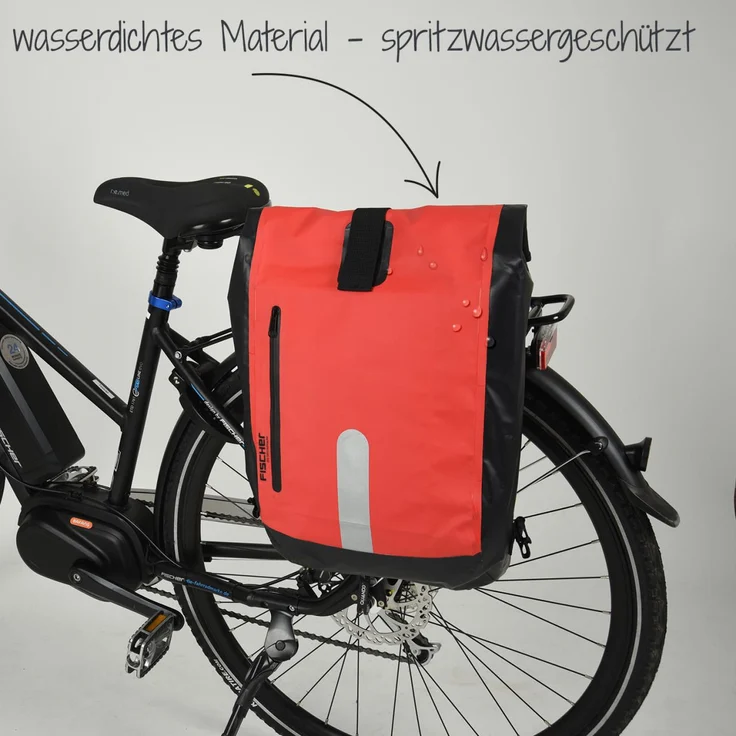 Fischer Gepäckträgertasche wasserdicht als Rucksack verwendbar rot schwarz – Bild 5