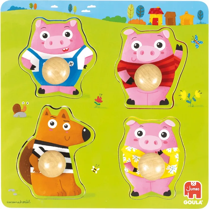 Goula 59452 3 kleine Schweinchen 4 Teile Puzzle