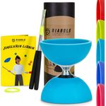 Diabolo Freizeitsport Jonglier-Set Pro mit kugelgelagertem Diabolo (türkis), Handsticks aus Aluminium, Ersatzschnur (160cm) und Gedruckter Anleitung - mit Geschenkverpackung ideal zum Verschenken