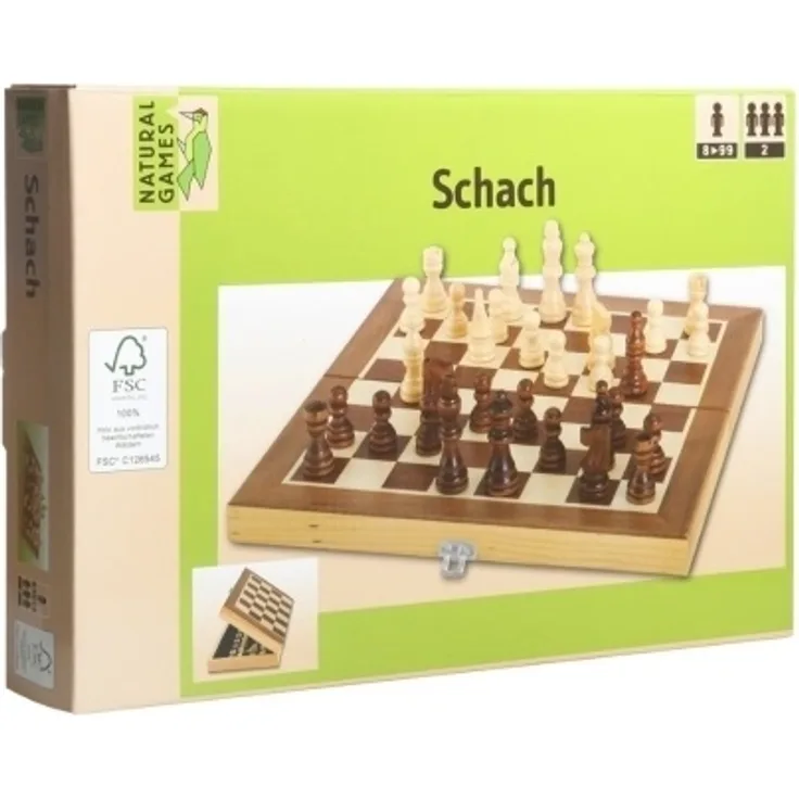 Natural Games Schachkassette dunkel. 29x29cm.