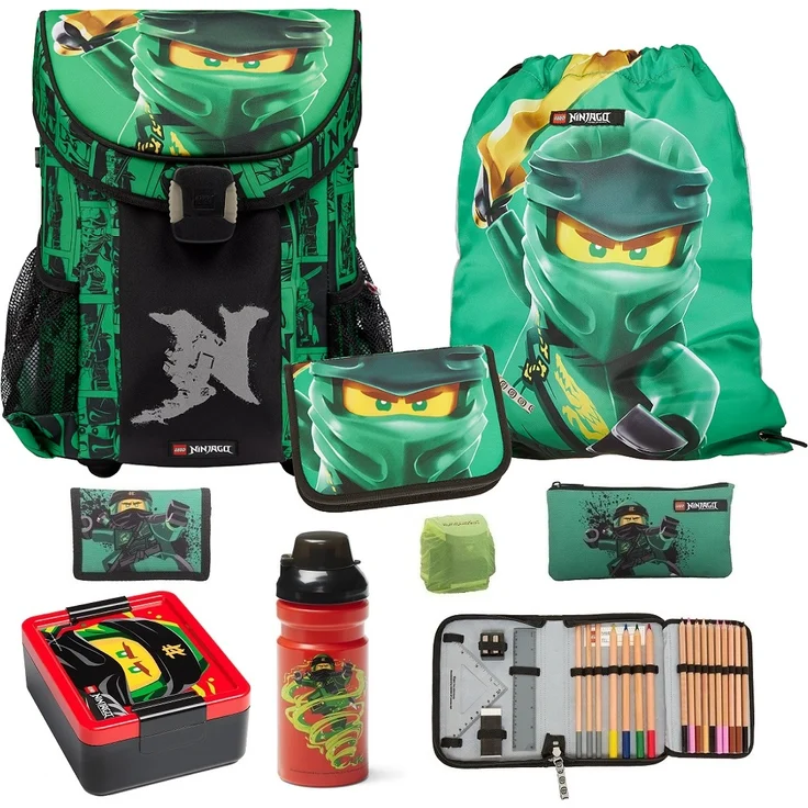 Lego Ninjago Schulranzen Set 8tlg. EASY GOLDEN POWER Ranzen 1. Klasse mit Federmappe Brotdose und Trinkflasche – Bild 1