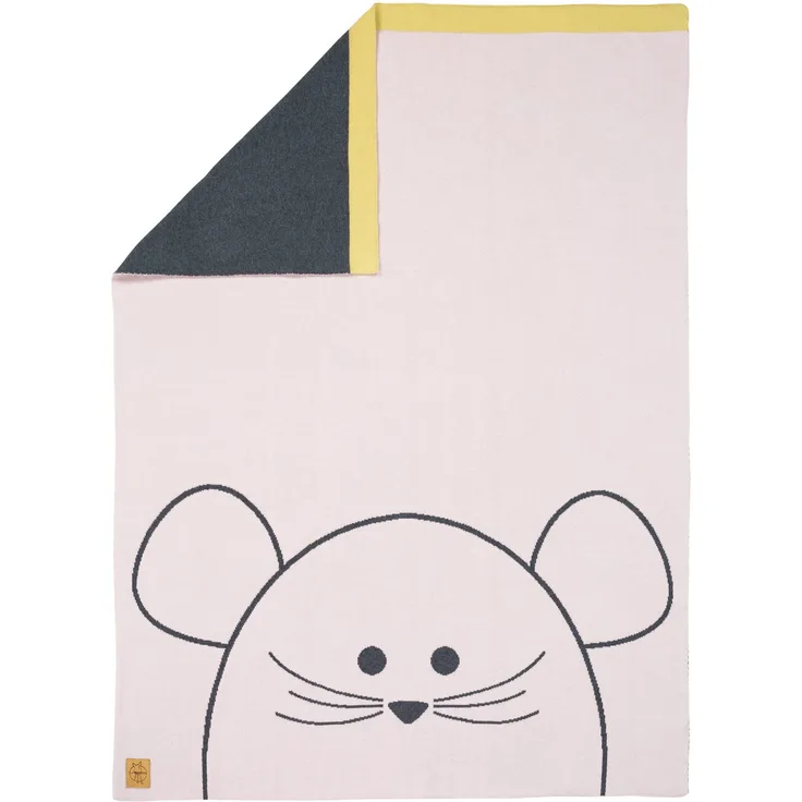 LÄSSIG Baby Kinderdecke Strickdecke weich Bio-Baumwolle GOTS zertifiziert/Baby Blanket Little Chums Mouse