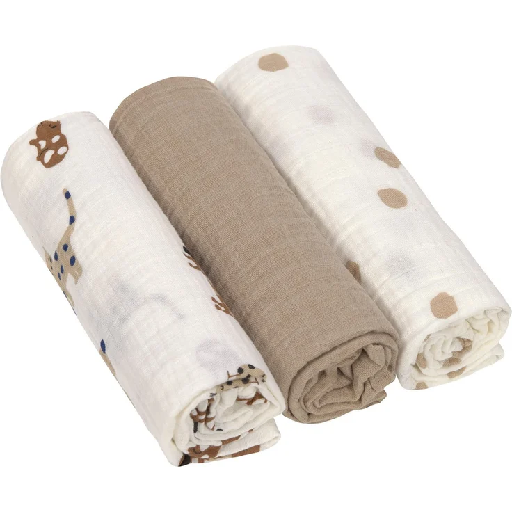 LÄSSIG Baby Puckdecke Spuckdecke Pucktuch Mulltuch 3er Set Baumwolle 85 x 85 cm/Swaddle & Burp Blanket L Little Mateys royal blue