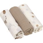 LÄSSIG Baby Puckdecke Spuckdecke Pucktuch Mulltuch 3er Set Baumwolle 85 x 85 cm/Swaddle & Burp Blanket L Little Mateys royal blue