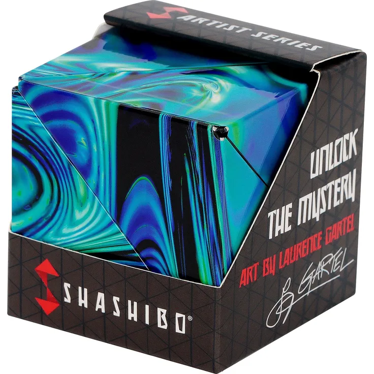 SHASHIBO Formwechsel Zauberwürfel - Preisgekrönt, Patentiert - Anti Stress Spielzeug - 36 Seltenerdmagnete - 3D Infinity Cube - Shashibo Magnetwürfel in Über 70 Formen Verwandelbar (Mystic Ocean)