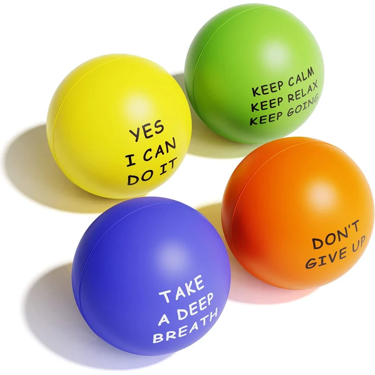 KDG Stressball Erwachsene Motivierende Stressbälle (4er-Pack) für Kinder und Erwachsene, Stressabbau-Bälle mit Quetos zur Linderung von Angst und Wut als Geschenk