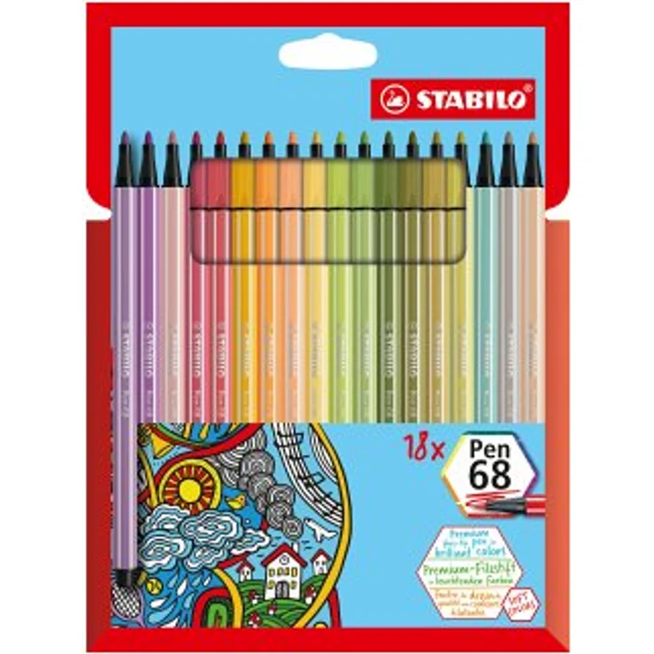 Premium-Filzstift - STABILO Pen 68 - 18er Pack - mit 18 verschiedenen Farben - Preisvergleich – Bild 2
