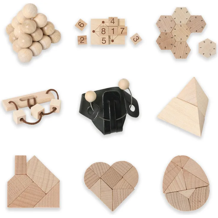 Bartl 500267 Knobelspiele aus Holz Puzzle Set D (9 Puzzles) Geschicklichkeitsspiele für Erwachsene und Kinder