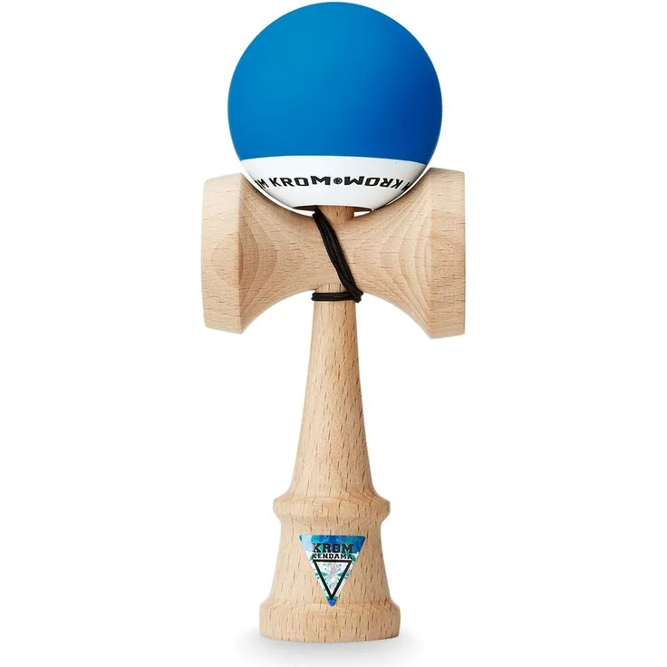 Original KROM Pro Kendama aus Holz für Anfänger und Fortgeschrittene - POP Blau - Geschicklichkeitsspiel für draußen und drinnen - Holzspielzeug mit Schnur und Ball - Kendama Skilltoy Kugelfangspiel