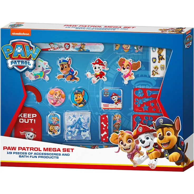 PAW Patrol - Mega Fan-Set, Mitgebsel für Party oder Kindergeburtstag, 19-teilig, mit vielen Überraschungen, Accessoires und Zubehör, tolle Geschenk-Idee für Fans der Helfer auf vier Pfoten