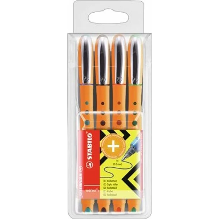 Tintenroller - STABILO worker+ - medium - 4er Pack - grün, rot, blau, schwarz - Preisvergleich – Bild 5