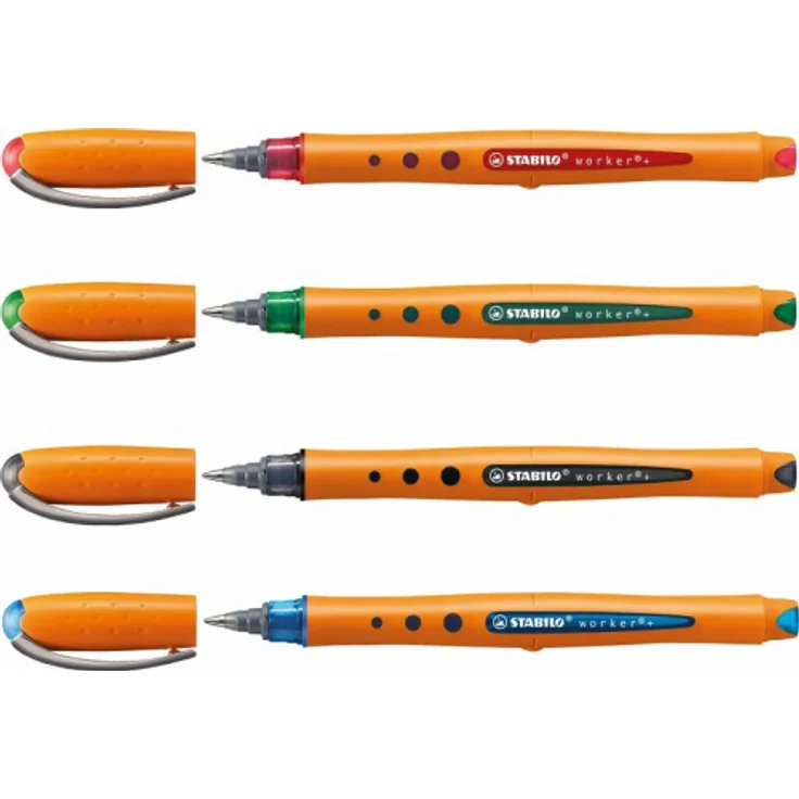 Tintenroller - STABILO worker+ - medium - 4er Pack - grün, rot, blau, schwarz - Preisvergleich – Bild 7