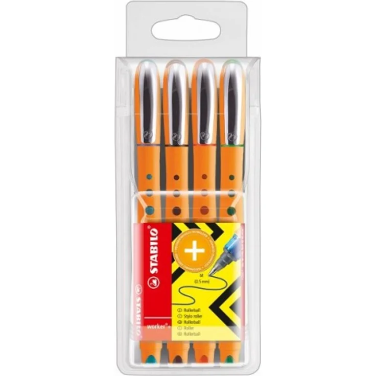 Tintenroller - STABILO worker+ - medium - 4er Pack - grün, rot, blau, schwarz - Preisvergleich – Bild 6