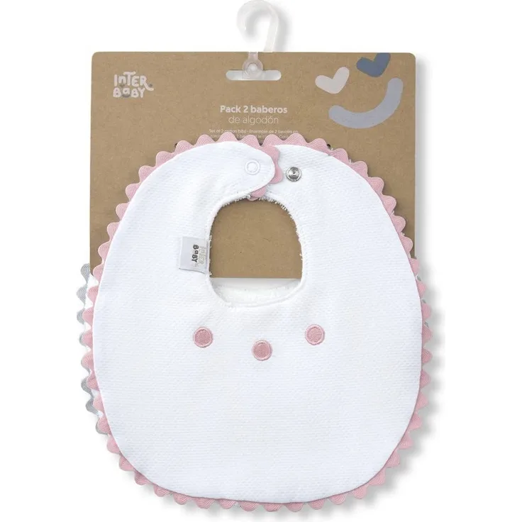 Interbaby Packung 2 Lätzchen in Rosa und Grau