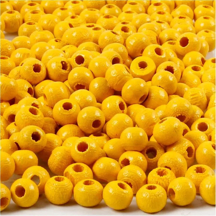 Holzperlen, D: 5 mm, Lochgröße 1,5 mm, Gelb, 6g, ca. 150 Stück