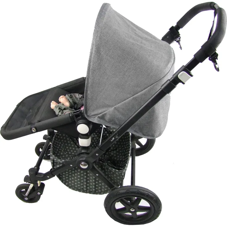 BAMBINIWELT Zubehör kompatibel mit BUGABOO Cameleon Sonnenverdeck Gurtpolster Lenkertasche für Kinderwagen Buggy (Sonnenverdeck meliert hellgrau)
