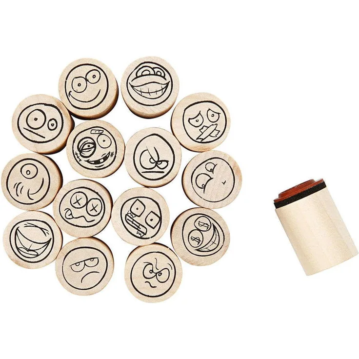 Deco Art Stempelset, D: 20 mm, H 26 mm, Smiley, 15sort.