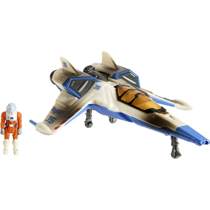 Buzz Lightyear HJG86 - Disney und Pixar Lightyear Hyperspeed-Serie XL-15-Raumschiff mit Kampfspuren & Buzz Lightyear-Figur, 15 cm langes Fahrzeug, Spielzeug für Kinder ab 4 Jahren