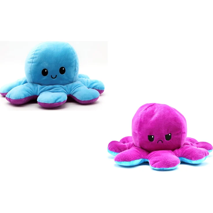Oktopus Reversible Rainbow Kuscheltier Wende Plüschtier Octopus groß 20 cm doppelseitiger Flip Spielzeug Geschenkidee Die Farben sind unsortiert und Nicht wählbar – Bild 11