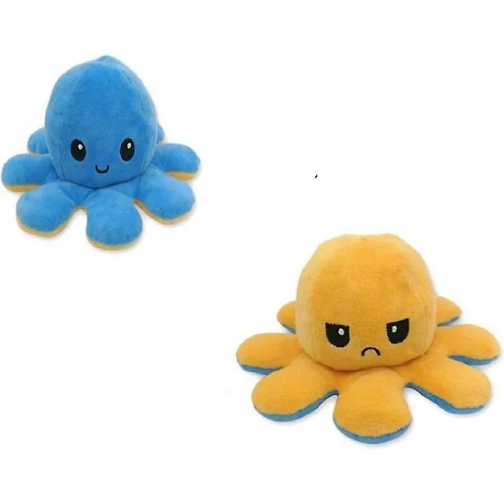 Oktopus Reversible Rainbow Kuscheltier Wende Plüschtier Octopus groß 20 cm doppelseitiger Flip Spielzeug Geschenkidee Die Farben sind unsortiert und Nicht wählbar