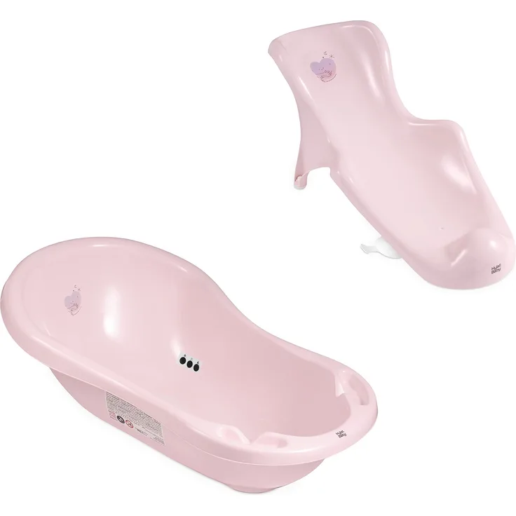 Baby Badewanne Set mit Badewannensitz - für Neugeborene und Babys - stabil und bequem, Farbe: rose, Motiv:Hug Me, Marke:Hylat Baby
