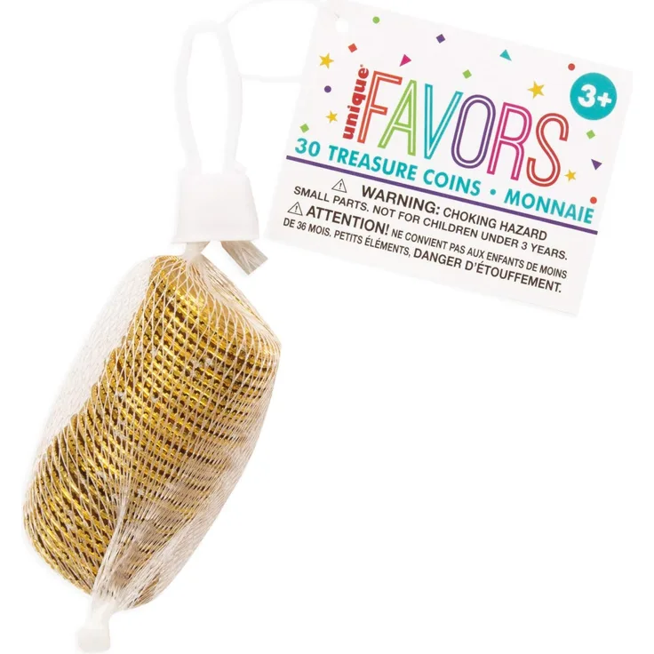 Partygeschenke - Goldene Schatzmünzen aus Kunststoff - 30er-Tüte