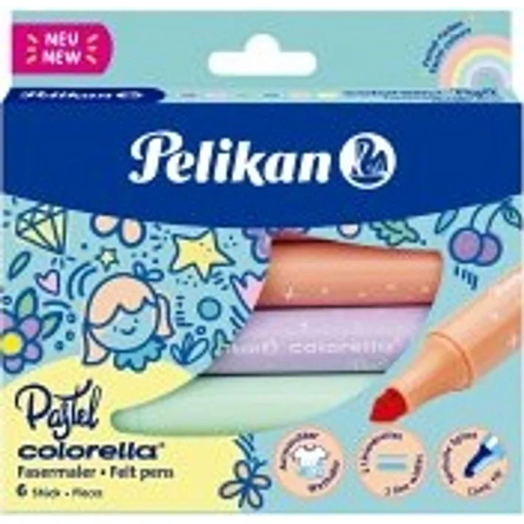 Pelikan Colorella Pastell 6 Farben Mehrfarbig Pastell Rundspitze 1 mm 3 mm Mehrfarbig