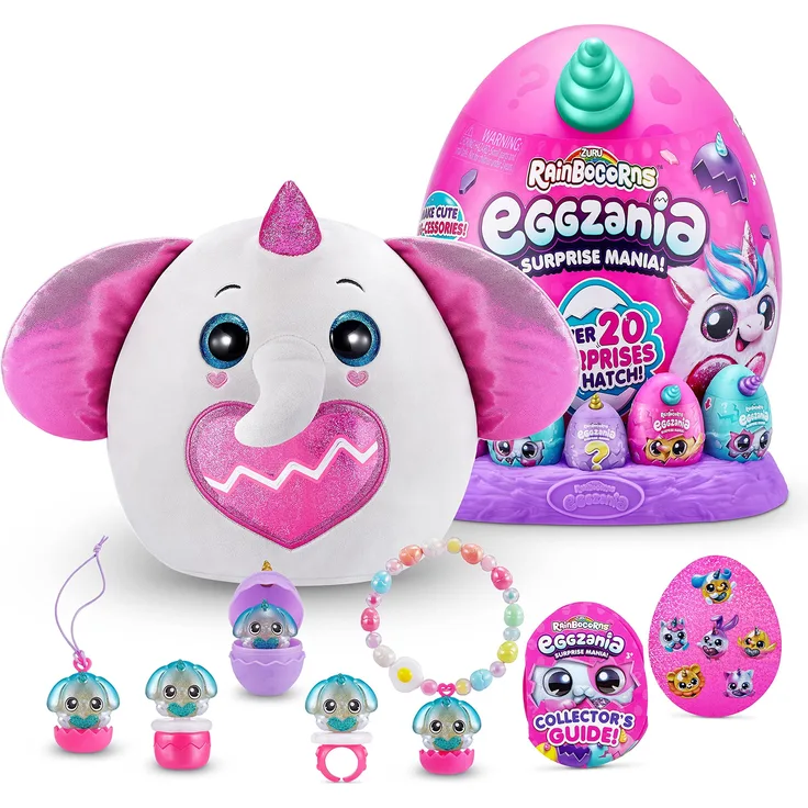 Rainbocorns Eggzania Surprise Mania Elephantcorn, über 20 Überraschungen, Plüschtier und Accessoires (Elefant)